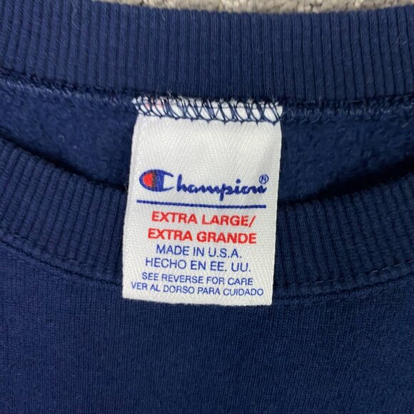 Vintage 90s Champion Sweatshirt Adult XL Blue Script Hi Lo High Low Made in USA - Picture 6 of 13